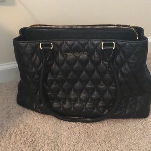 Large Vera Bradley Black Quilted Leather Tote